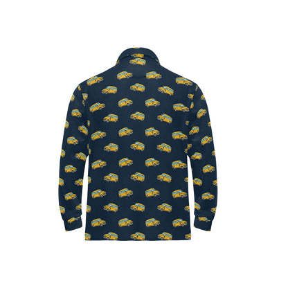 School Bus Print Design LKS304 Long Sleeve Polo Shirt For Men's