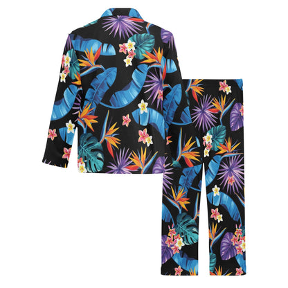 Tropical Flower Pattern Print Design TF018 Men's Long Pajama Set