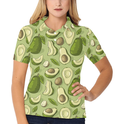 Avocado Pattern Print Design AC03 Women's Polo Shirt