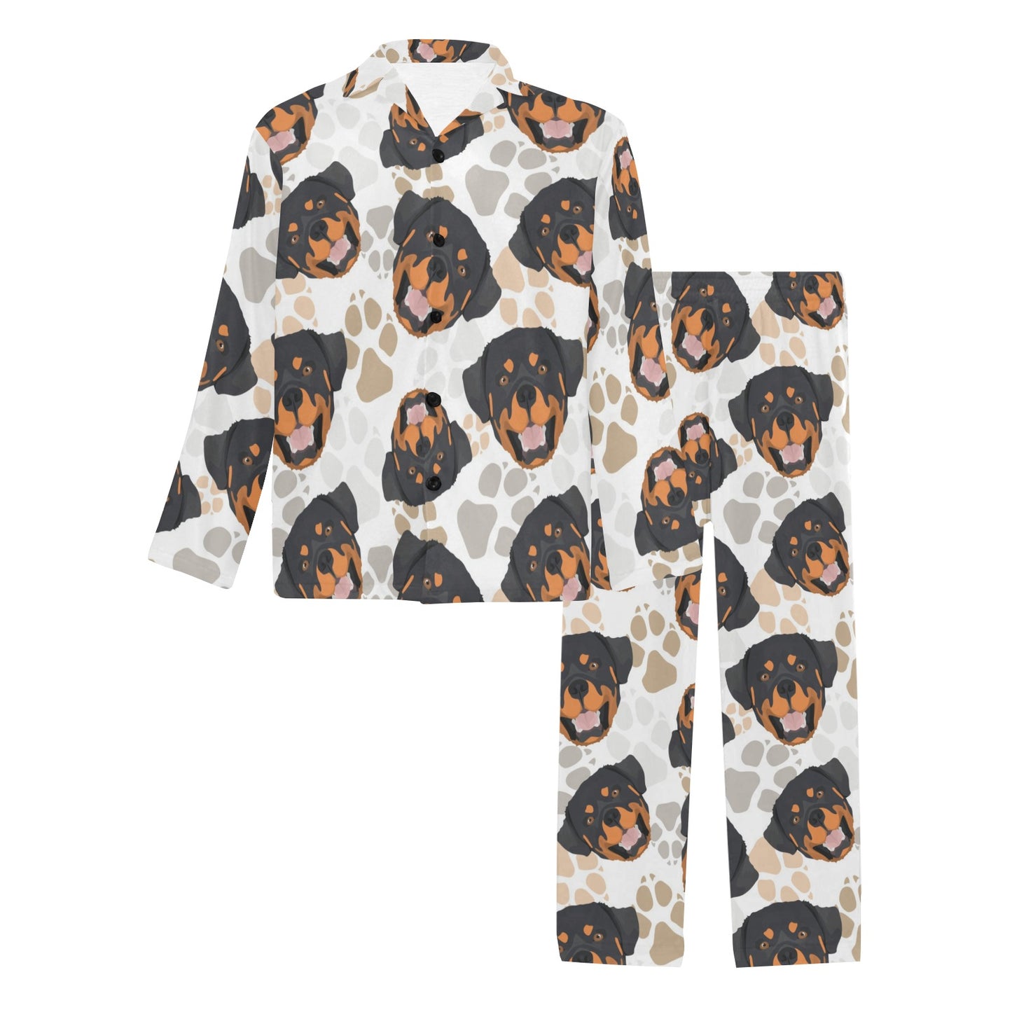 Rottweiler Pattern Print Design A03 Men's Long Pajama Set