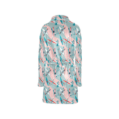 Kayak Pattern Print Design 05 Women's Fleece Robe