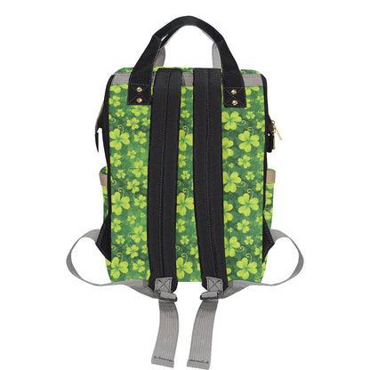 Shamrock Clover Print Diaper Bag Backpack