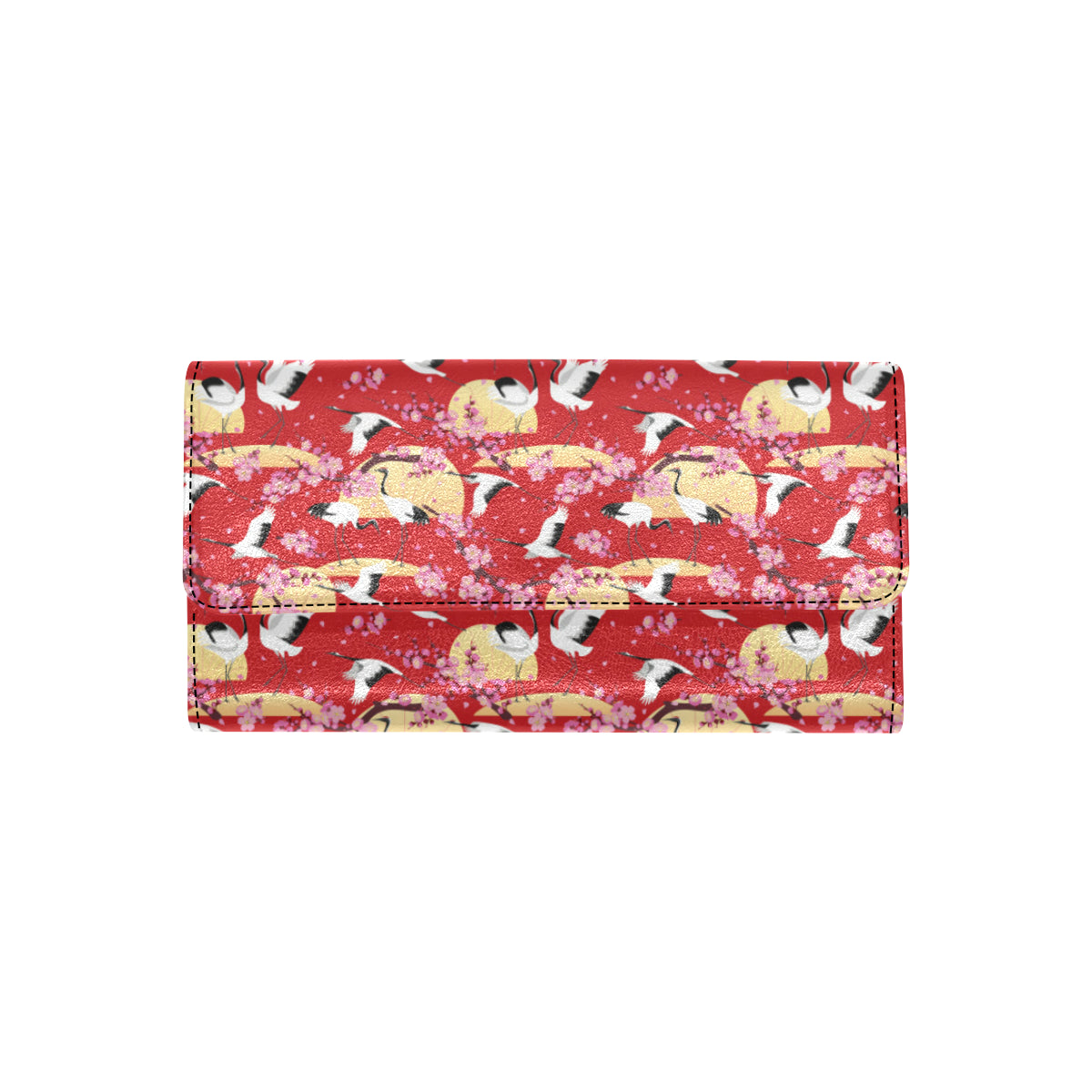 Crane Pattern Print Design 04 Women's Trifold Wallet