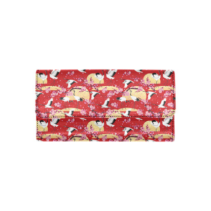 Crane Pattern Print Design 04 Women's Trifold Wallet