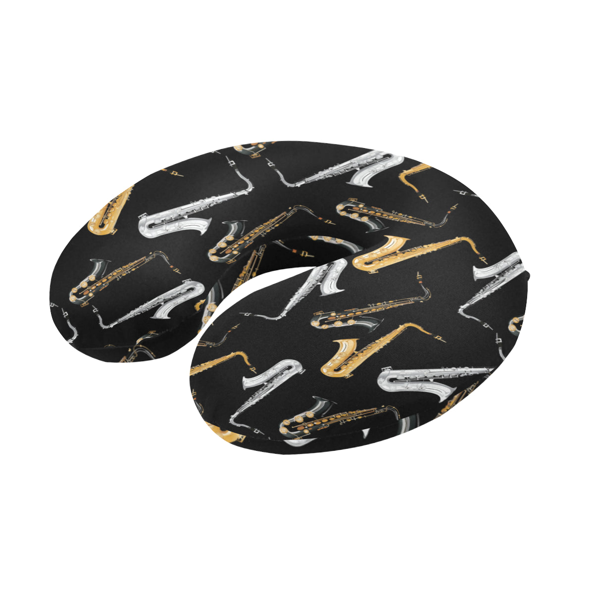 Saxophone Pattern Print Design 01 U-Shaped Travel Neck Pillow