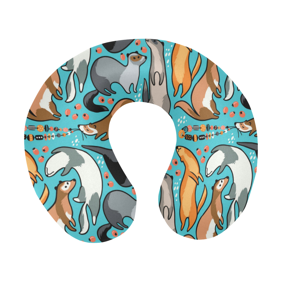 Ferret Pattern Print Design 03 U-Shaped Travel Neck Pillow