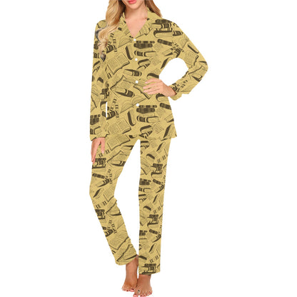Book Pattern Print Design 02 Women's Long Pajama Set