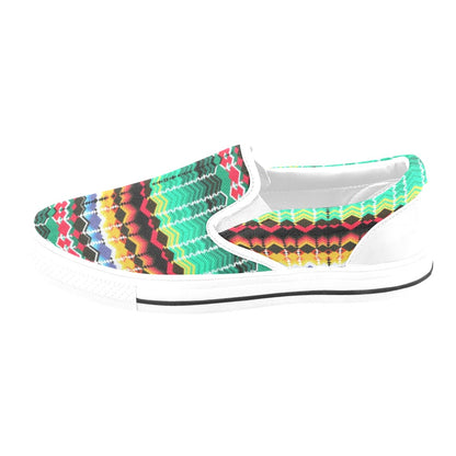 Serape Print Design LKS307 White Slip Ons Canvas Women's Shoes
