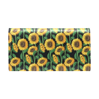 Sunflower Realistic Print Pattern Women's Trifold Wallet