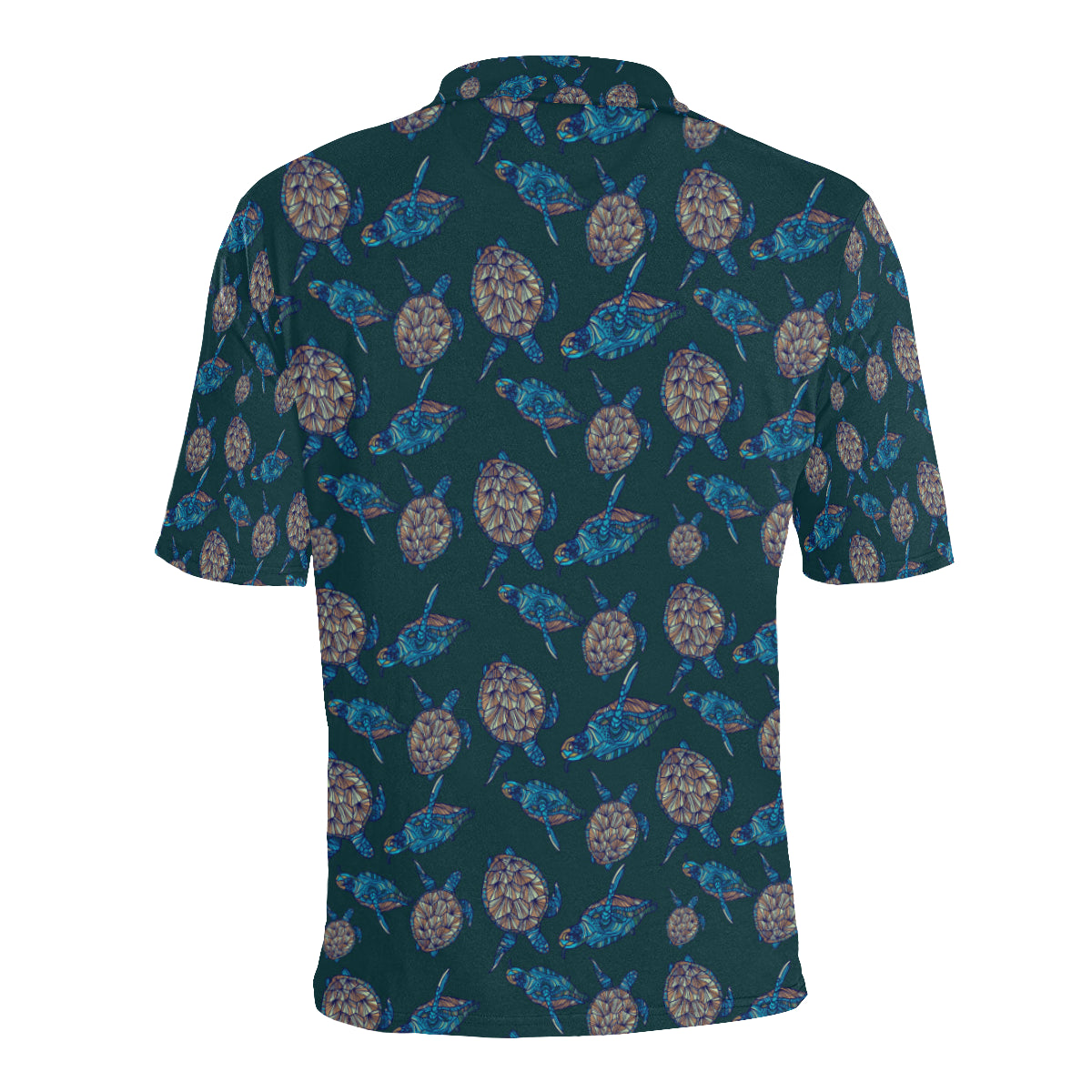 Sea Turtle Hand Drawn Blue Print Men Polo Shirt