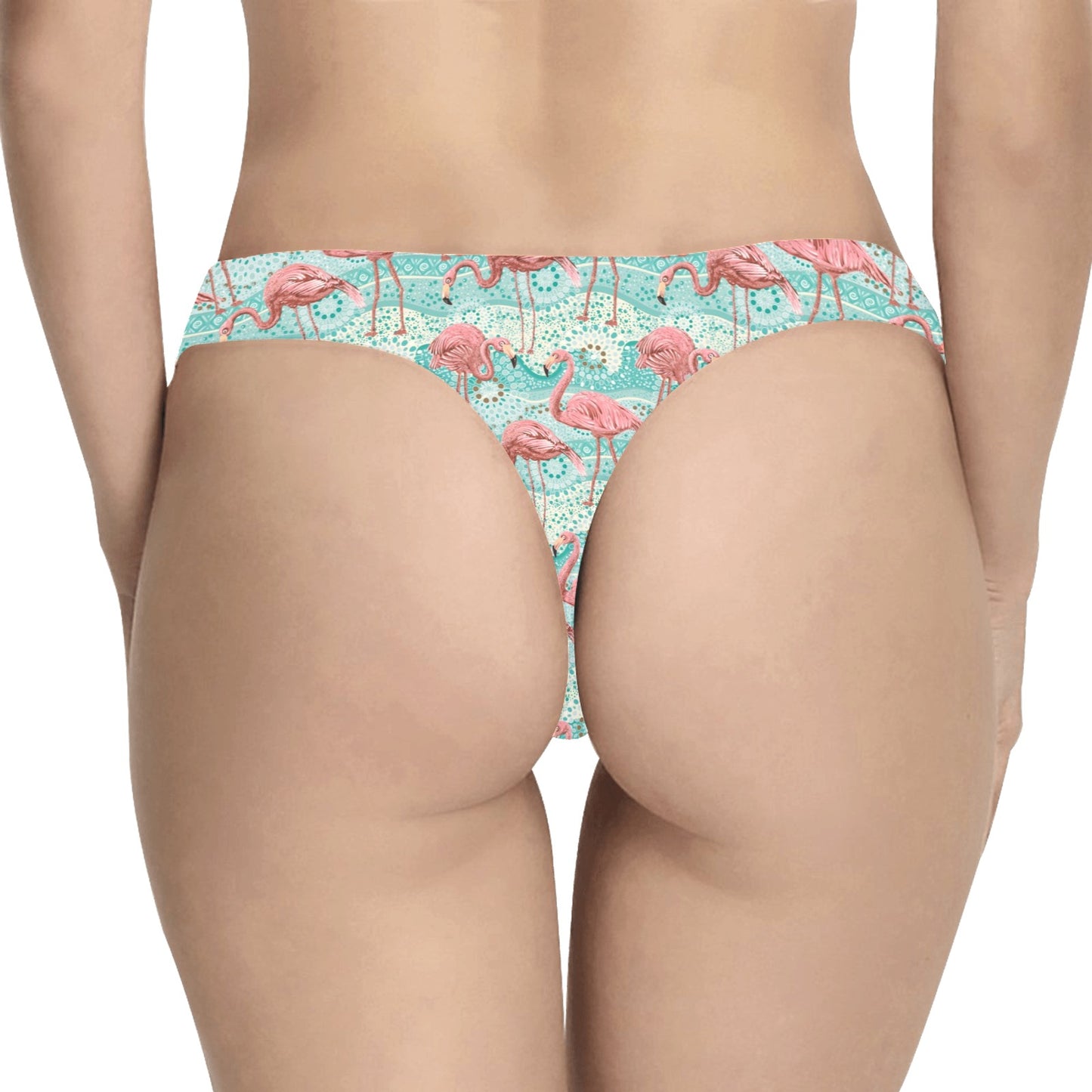 Flamingo Background Themed Print Women's Thongs