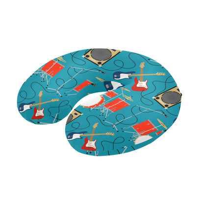 Drum Set Guitar Pattern Print Design 02 U-Shaped Travel Neck Pillow