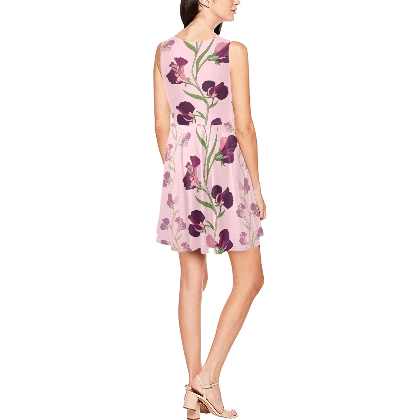 Peony Pattern Print Design PE09 Sleeveless Dress