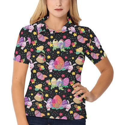 Easter Eggs Pattern Print Design RB06 Women's Polo Shirt