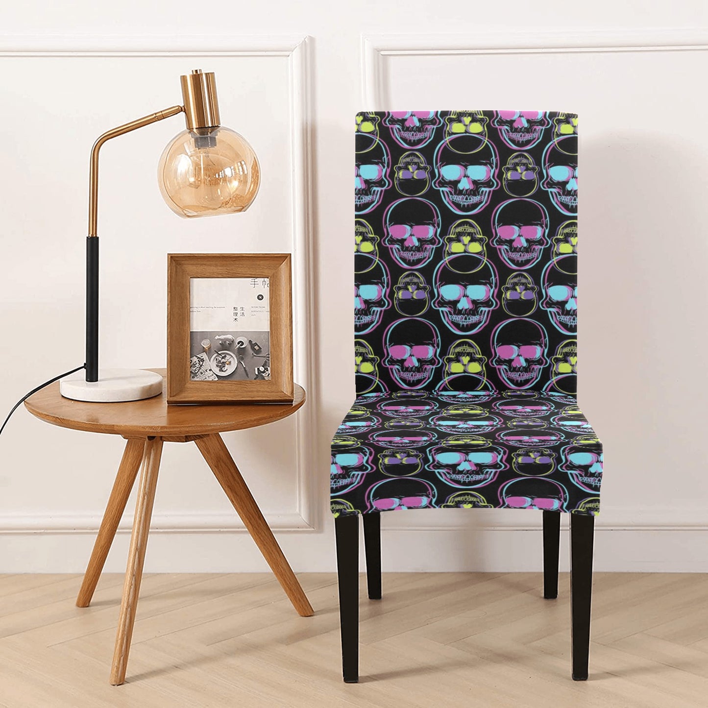 Skull 3D Colorful Print Design LKS309 Dining Chair Slipcover
