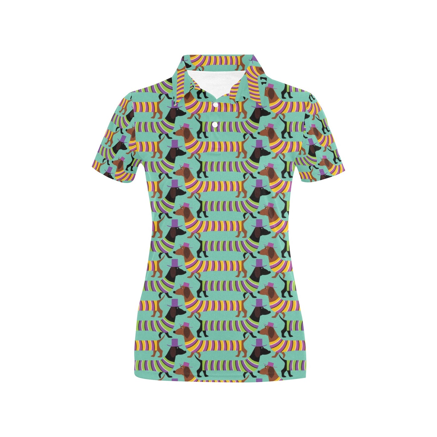 Dachshund Pattern Print Design 05 Women's Polo Shirt