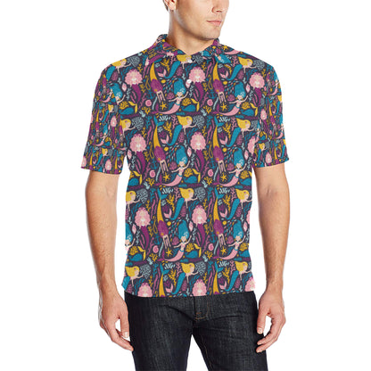Mermaid Pattern Print Design 08 Men Polo Shirt