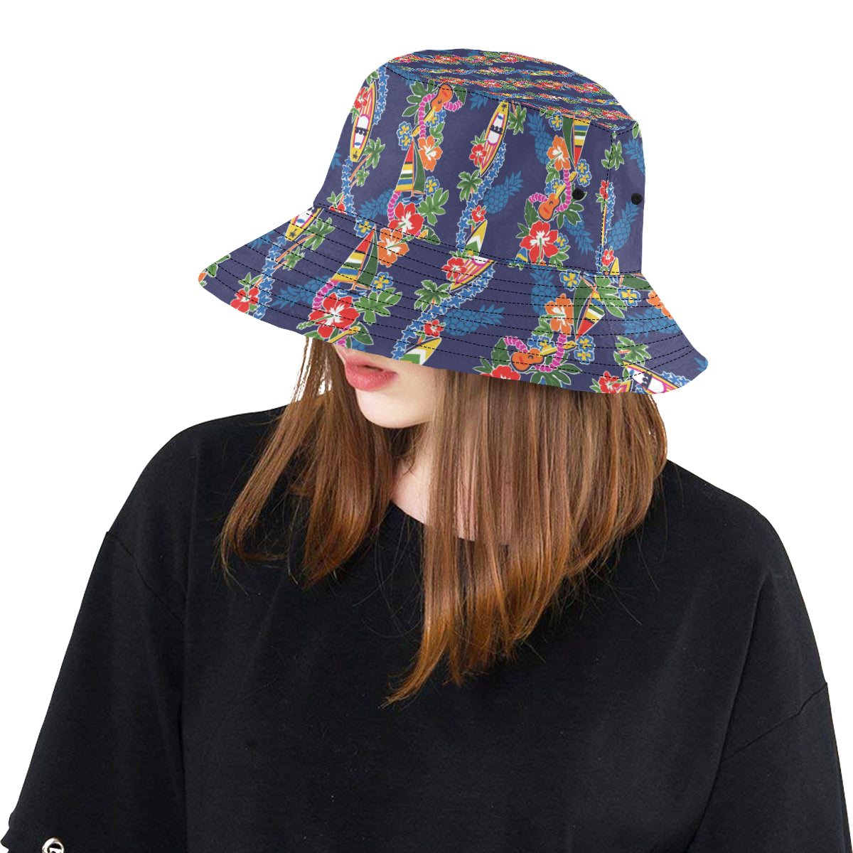 Hawaiian Themed Pattern Print Design H04 Unisex Bucket Hat