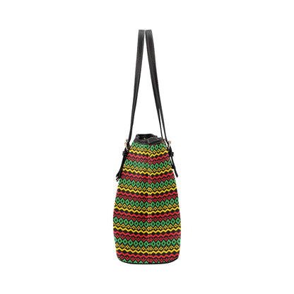 Rasta Reggae Color Themed Leather Tote Bag