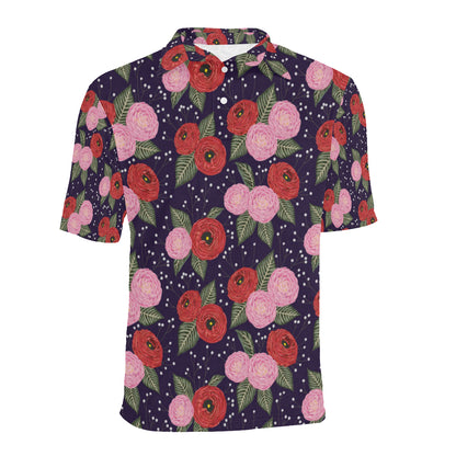 Camellia Pattern Print Design CM02 Men Polo Shirt