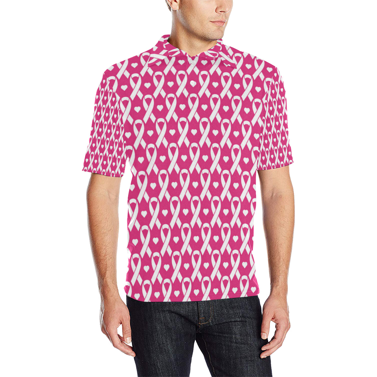 Breast cancer Pattern Print Design 05 Men Polo Shirt
