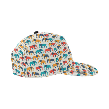 Elephant Colorful Print Pattern Snapback Cap