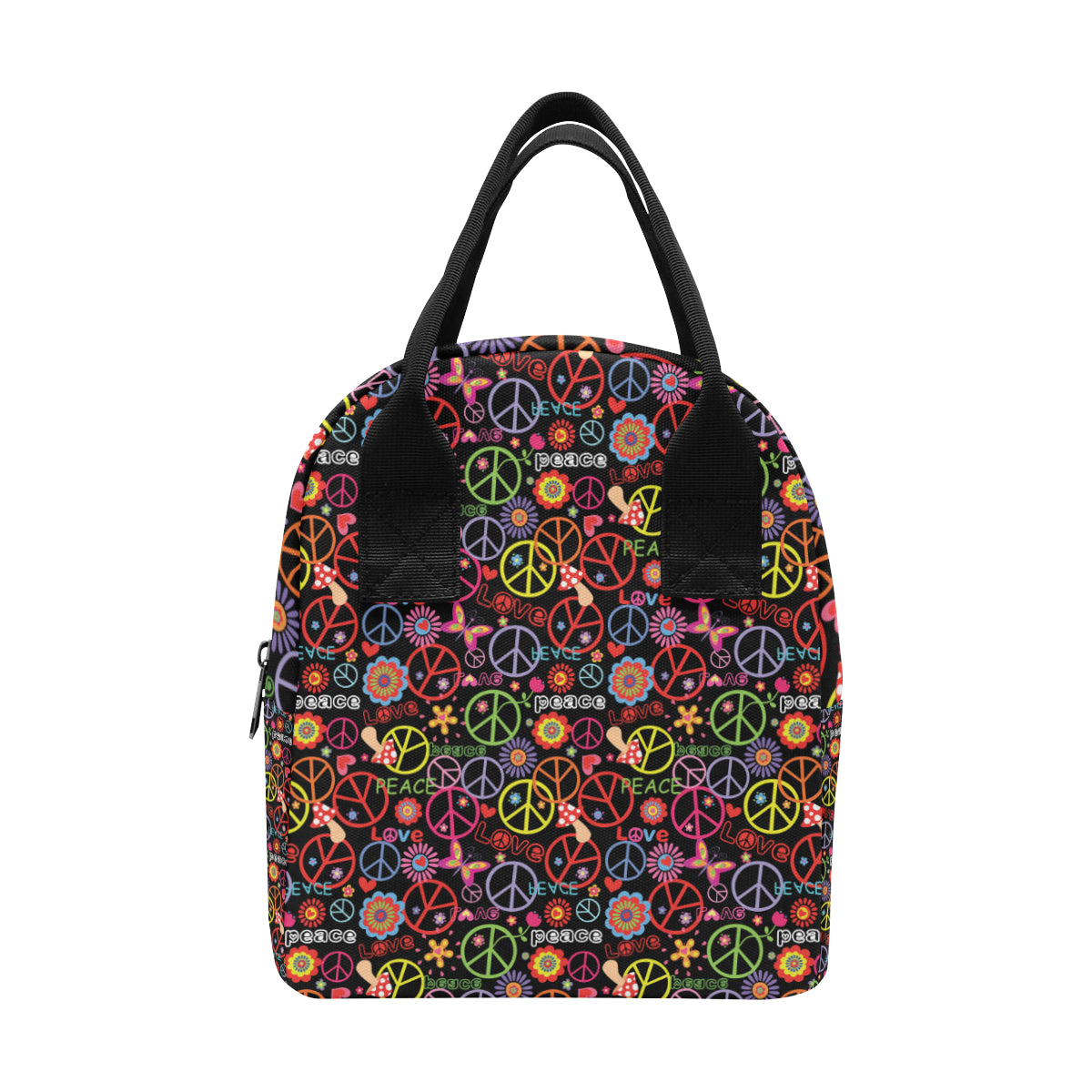 Peace Sign Colorful Design Print Insulated Lunch Bag