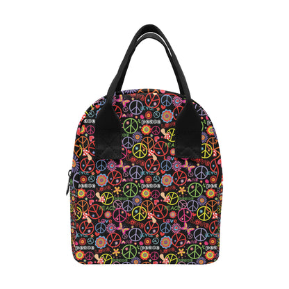 Peace Sign Colorful Design Print Insulated Lunch Bag