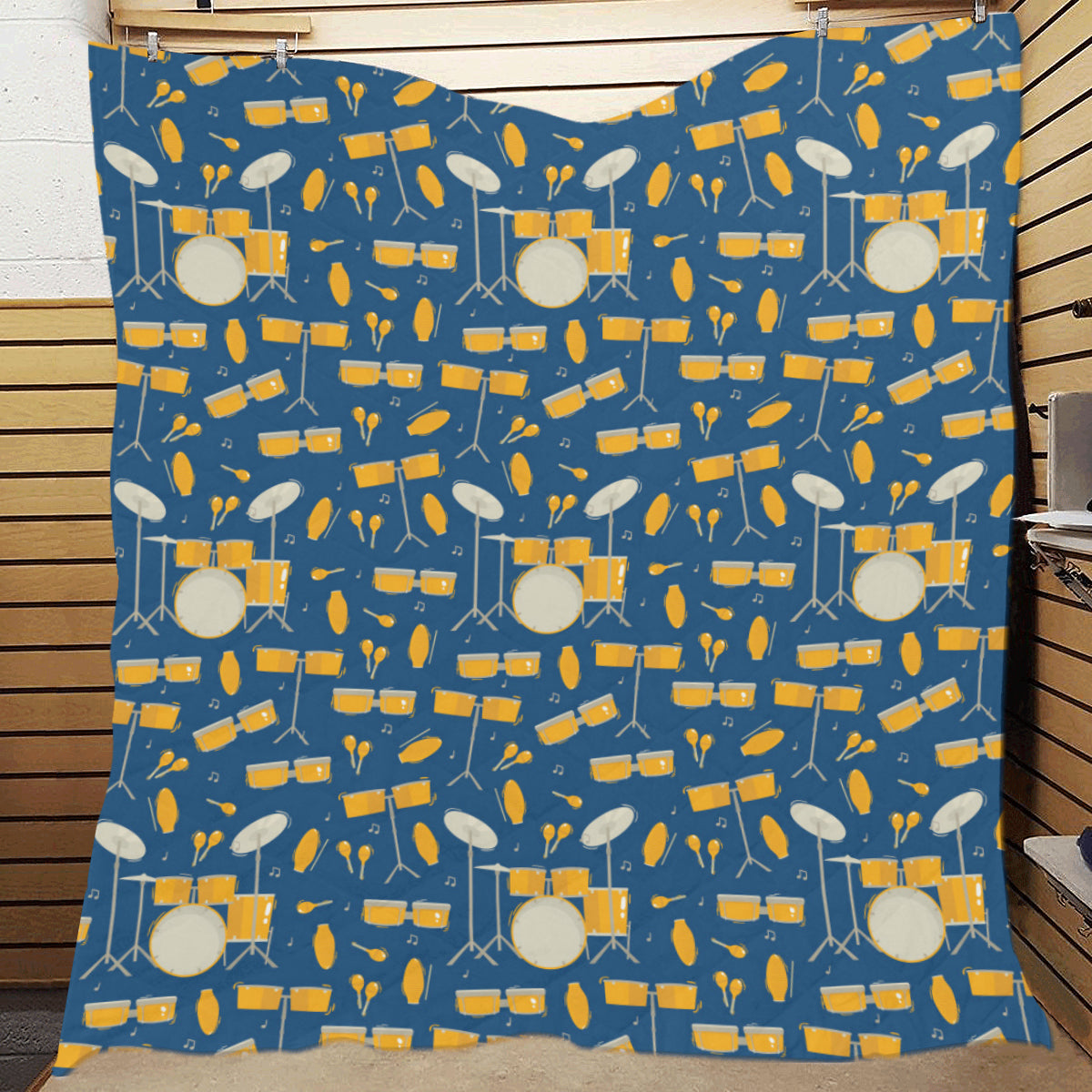 Drum Set Pattern Print Design 03 Premium Quilt