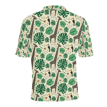 Rainforest Giraffe Pattern Print Design A02 Men Polo Shirt