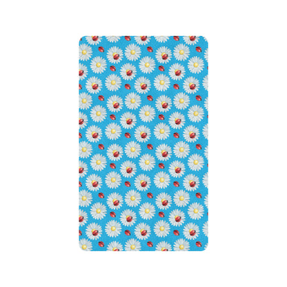 Ladybug with Daisy Themed Print Pattern Rubber Doormat