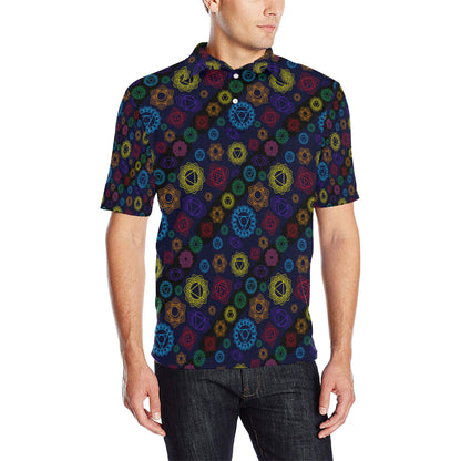 Chakra Colorful Print Pattern Men Polo Shirt