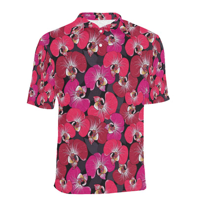 Orchid Red Pattern Print Design OR05 Men Polo Shirt