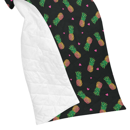 Neon Pineapple Pattern Print Design A04 Premium Quilt