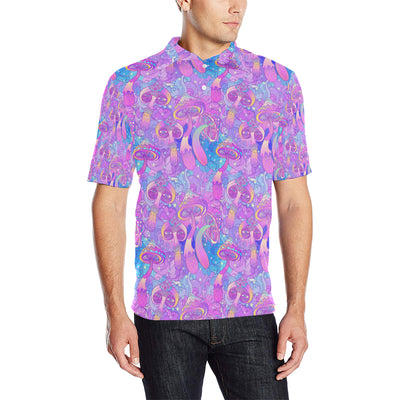 Psychedelic Trippy Mushroom Print Men Polo Shirt