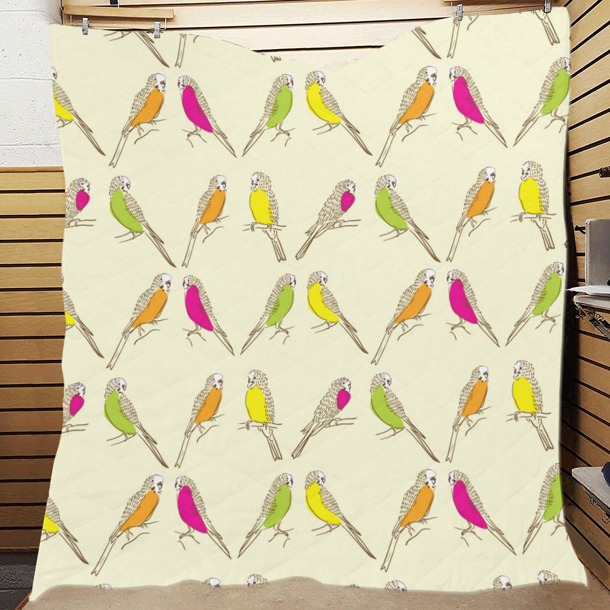 Parakeet Pattern Print Design A01 Premium Quilt