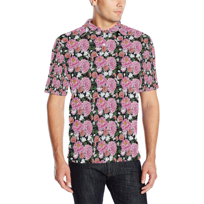 Dahlia Pattern Print Design 02 Men Polo Shirt