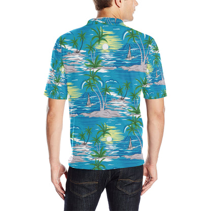Palm Tree Beach Men Polo Shirt
