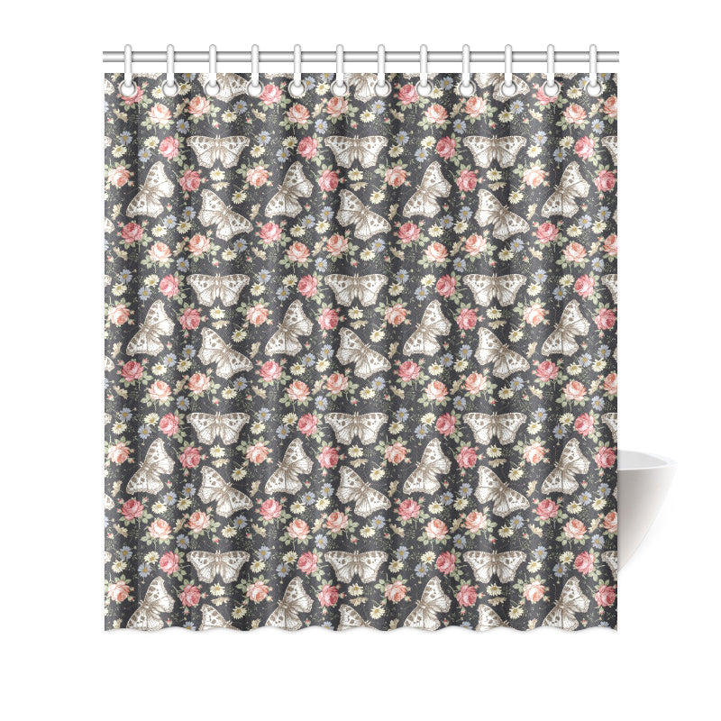 Butterfly Flower Pattern Print Design 07 Shower Curtain