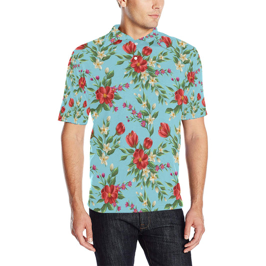 Summer Floral Pattern Print Design SF011 Men Polo Shirt