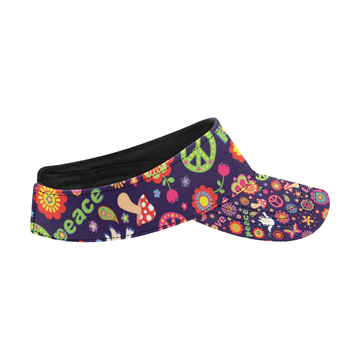 Flower Power Peace Design Print Unisex Sun Visor