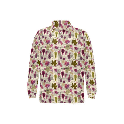 Wine Style Design Print Long Sleeve Polo Shirt For Men's