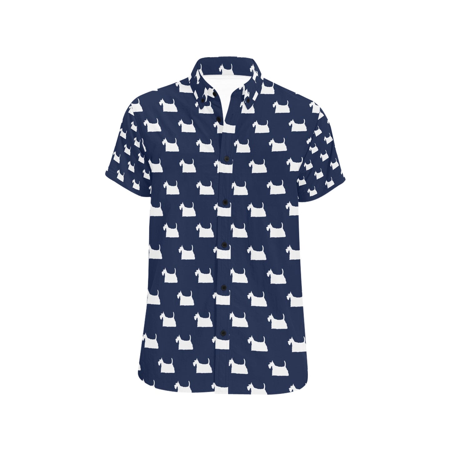 Scottish Terriers Print Design LKS303 Men Short Sleeve Button Up Shirt