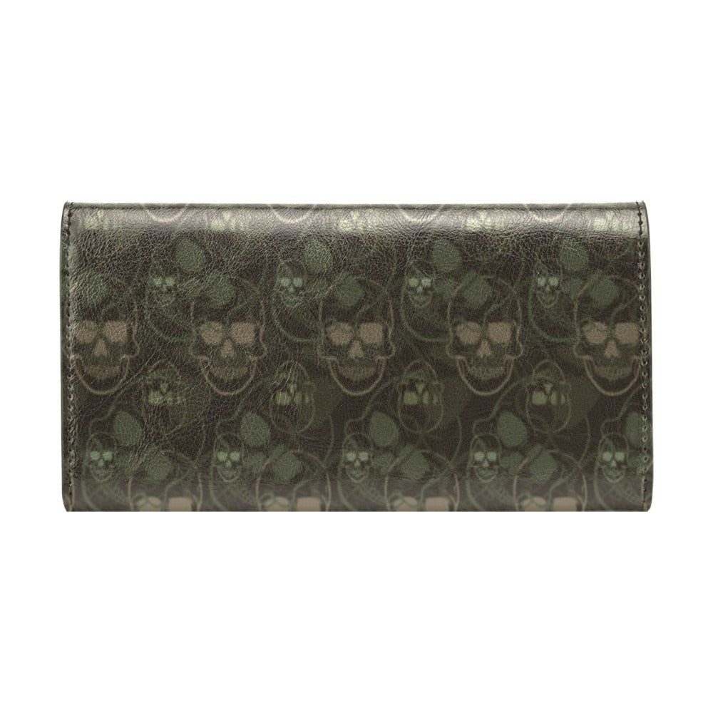 Skull Camo Style Print Design LKS308 Women's Trifold Wallet