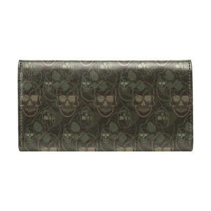 Skull Camo Style Print Design LKS308 Women's Trifold Wallet