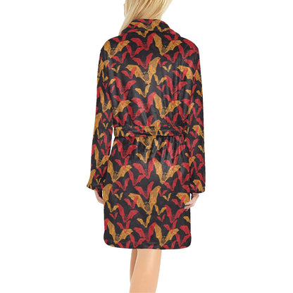 Bat Pattern Print Design 01 Women's Fleece Robe