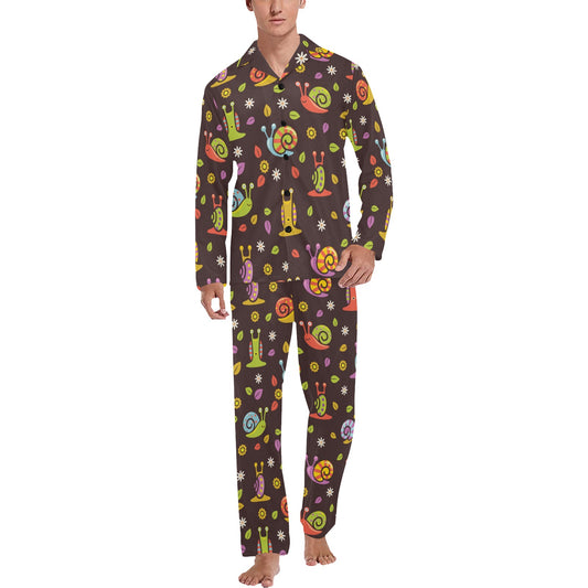 Snail Pattern Print Design 01 Men's Long Pajama Set