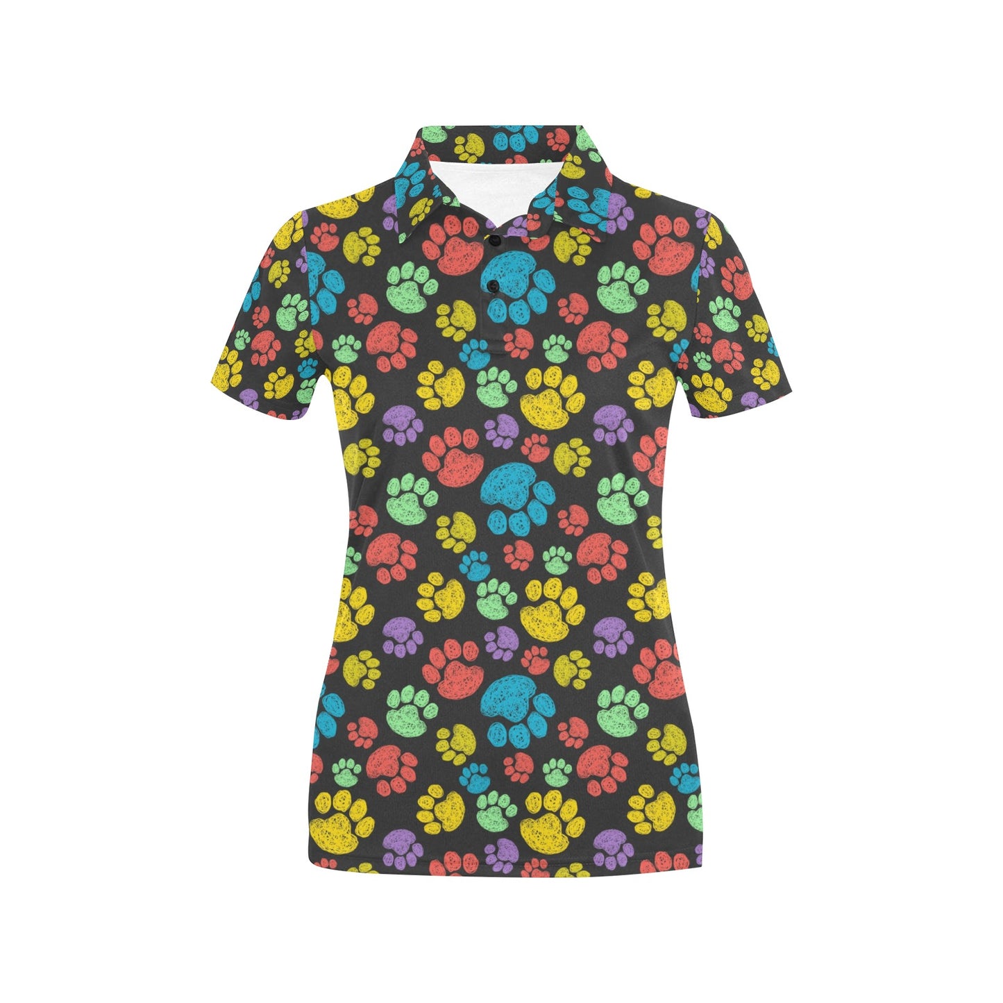 Paw Colorful Print Women's Polo Shirt
