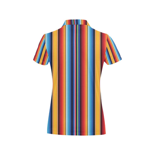 Mexican Blanket Stripe Print Pattern Women's Polo Shirt