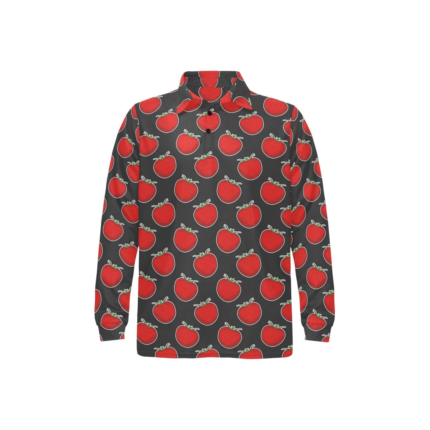 Tomato Print Design LKS306 Long Sleeve Polo Shirt For Men's